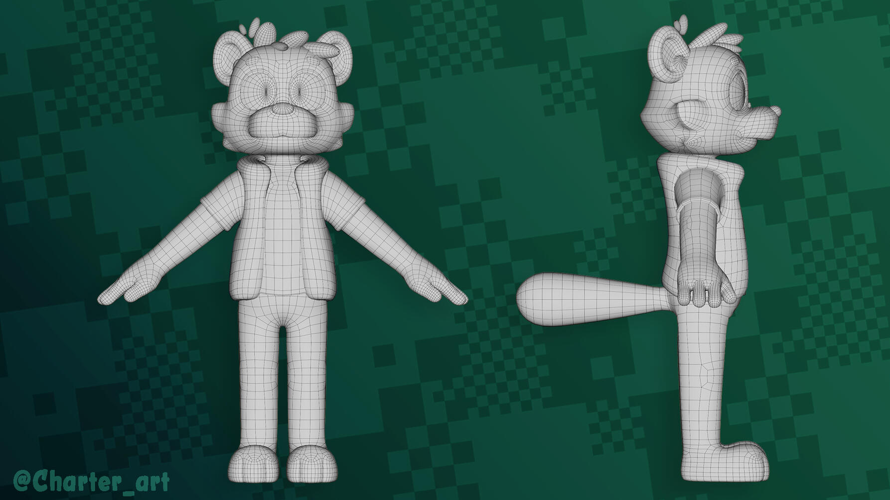 Charter 3D Model Wireframe