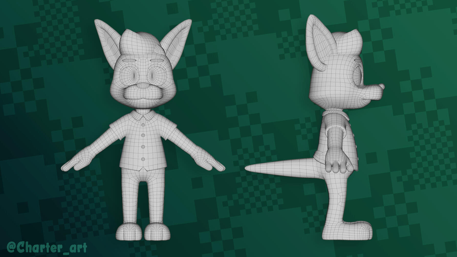 Andy 3D Model Wireframe